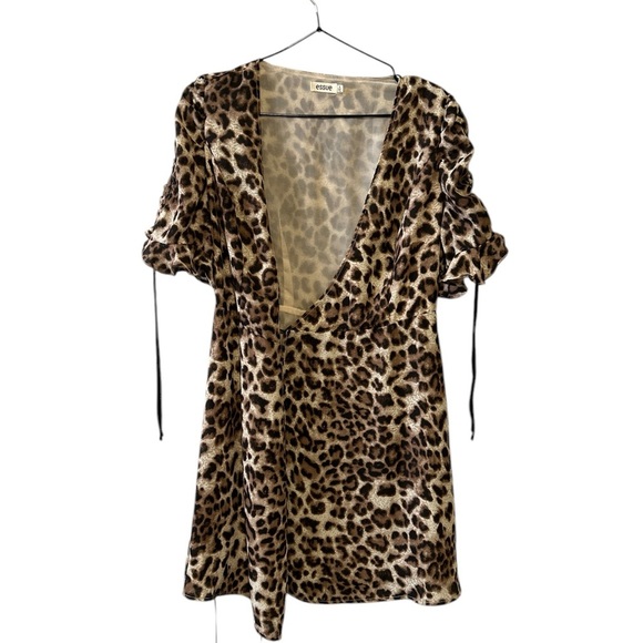 Leopard Print Wrap Mini Dress - Picture 1 of 4
